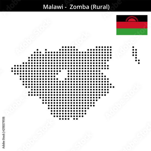 Konstfotografi Map of Malawi region Zomba-Rural in medium size dots