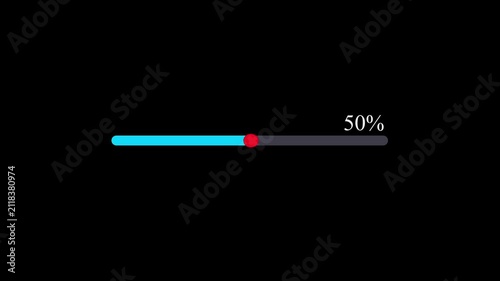 Minimalist loading progress bar animation with percentage counter on black background, download