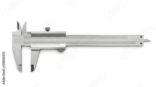 Metal vernier caliper tool isolated on white background