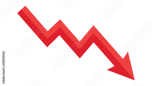 Foto Red zigzag downward trend arrow icon representing financial market decline