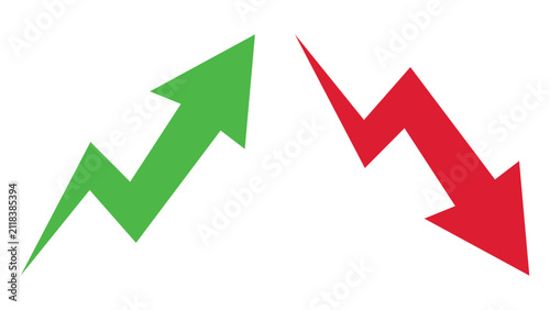 Trend arrows showing increase and decrease on transparent.