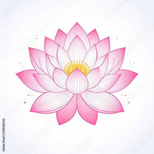 Elegant pink gold lotus flower icon for wellness yoga spa meditation spiritual design illustration on white background