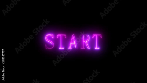 Animated Neon Pink Start Sign Motion Graphic On Black Background