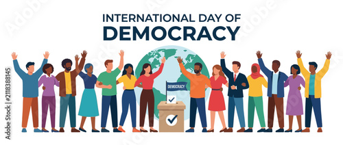 Diverse People Celebrate International Democracy Day with Voting