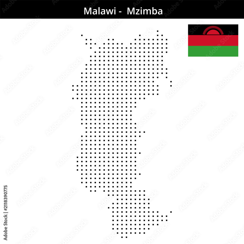 Fototapeta premium Map of Malawi region -Mzimba in small size square dots