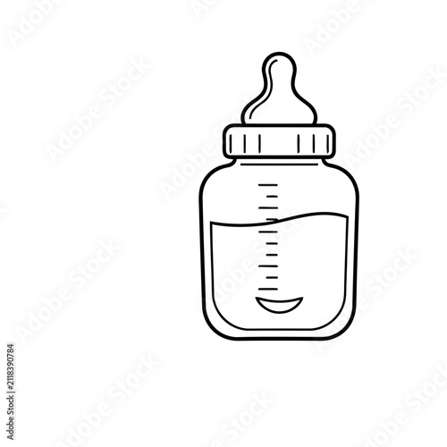 Baby bottle with liquid and measurement markings
