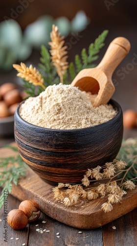 Enhancing nutrition with protein powder a closeup scoop of food supplements for metabolism boosting