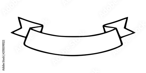 Symmetrical Waving Ribbon Banner Line Art