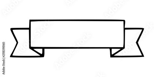 Symmetrical Banner Ribbon Frame Line Art Graphic