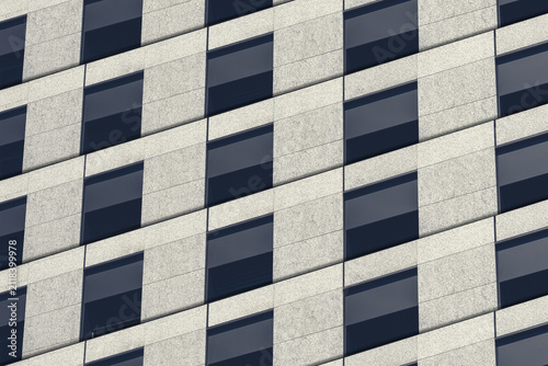 Abstract geometric office building facade with repeating windows