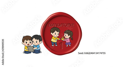 Children Learning Empathy and Sharing Knowledge with a Tablet, Vector Illustration