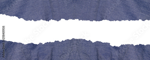Blue Torn Fabric Border Strips Isolated on Transparent Background. Suitable for Scrapbooking, Digital Collage, Posters, Graphic Design, and Layered Creative Projects.