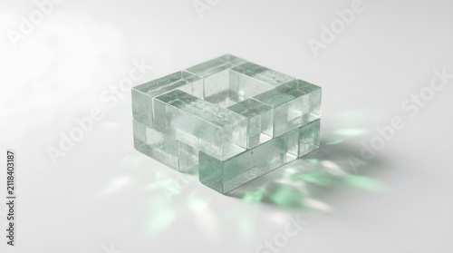 Minimalist Transparent Geometric Sculpture Creating Intricate Light Reflections