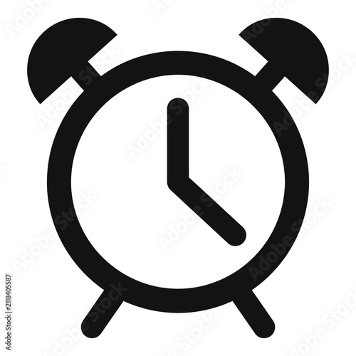 Canvas Print Simple black alarm clock icon with white face and hands on white background icon
