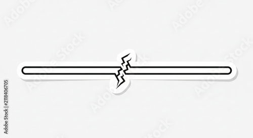 Minimalist horizontal line sticker with subtle shadow effect on white background, versatile design element.