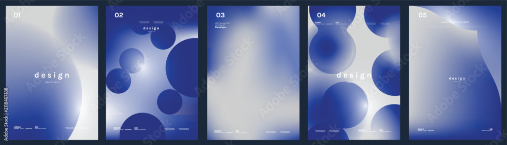 Obraz premium Abstract gradient poster background vector set. Modern cover templates with colorful geometric shapes and optical illusion design for social media, banner and wallpaper.