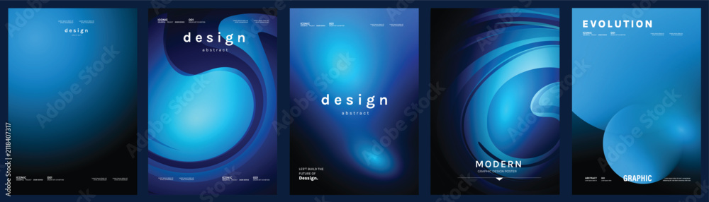 Obraz premium Abstract gradient poster background vector set. Modern cover templates with colorful geometric shapes and optical illusion design for social media, banner and wallpaper.