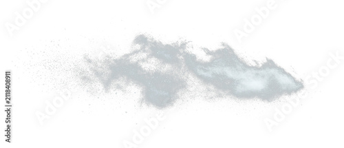 A wispy, textured cloud of white particles on a black background, with an ethereal and smoky appearance