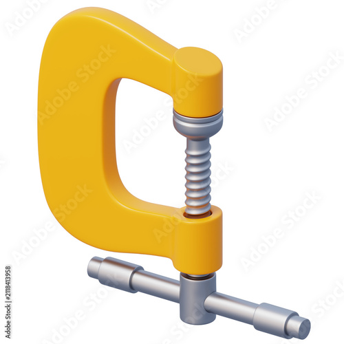 Fotografie 3d yellow c clamp tool for precision manufacturing diy crafting wood assembly co