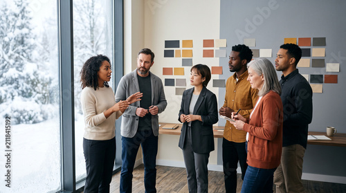Business team in stand up meeting
