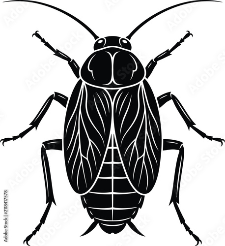 Black Cockroach Insect Vector Silhouette