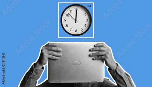 Concept of work life balance and time management with clock