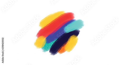 Abstract Colorful Brush Strokes on White Background, Modern Design Elements