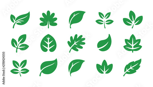 Obraz na płótnie Diverse green organic leaf vectors for environmental conservation and agriculture branding materials