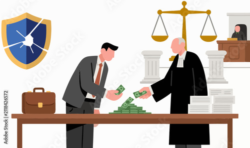 Legal corruption and bribery concept with businessman and official