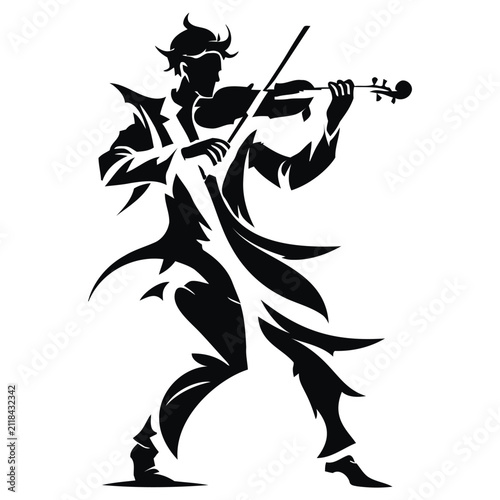 Abstract Violin Player Silhouette Vector Illustration
