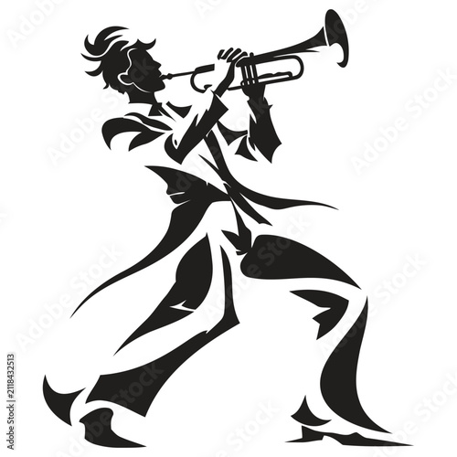 Abstract Trumpet Player Silhouette Vector Illustration