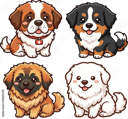 Cute Giant Dog Breeds Vector Poster