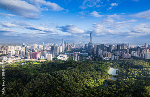 Cuadro en lienzo Shenzhen Skyline and Lotus Park, Futian District, China