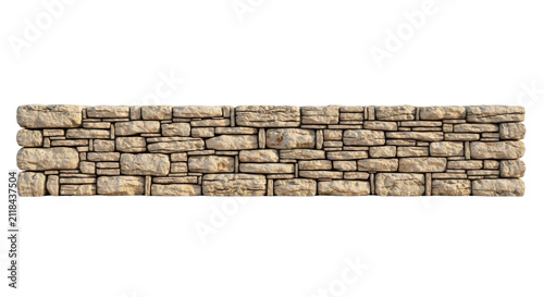 weathered stone wall texture with natural mortar joints isolated on transparent background