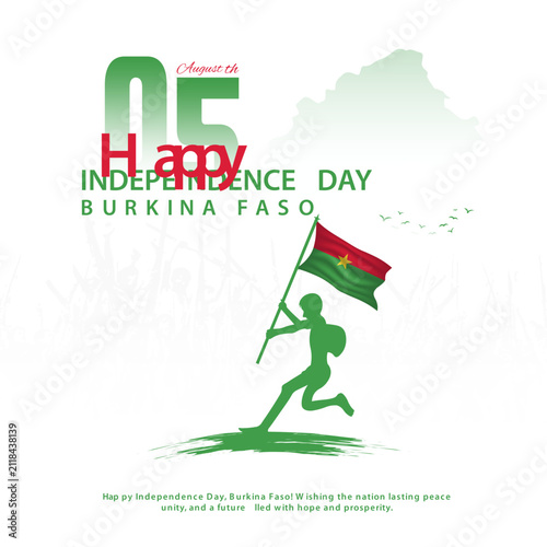 Bild auf Leinwand Soldiers Raising Burkina Faso Flag on Independence Day Illustration