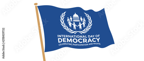 Waving blue flag celebrates democracy and rights