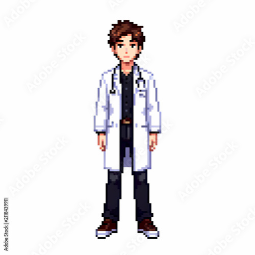 Doctor Stethoscope White Coat Pixel Art RPG Character Sprite