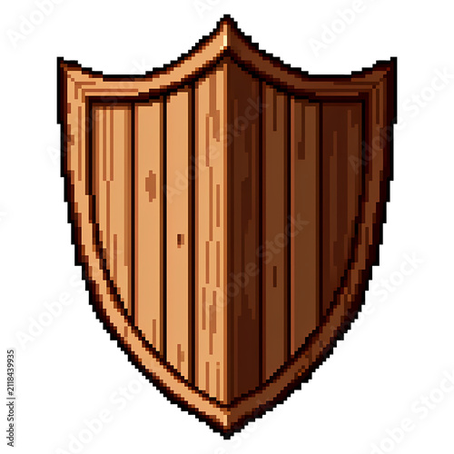 Wooden Heater Shield Pixel Art RPG Equipment Asset