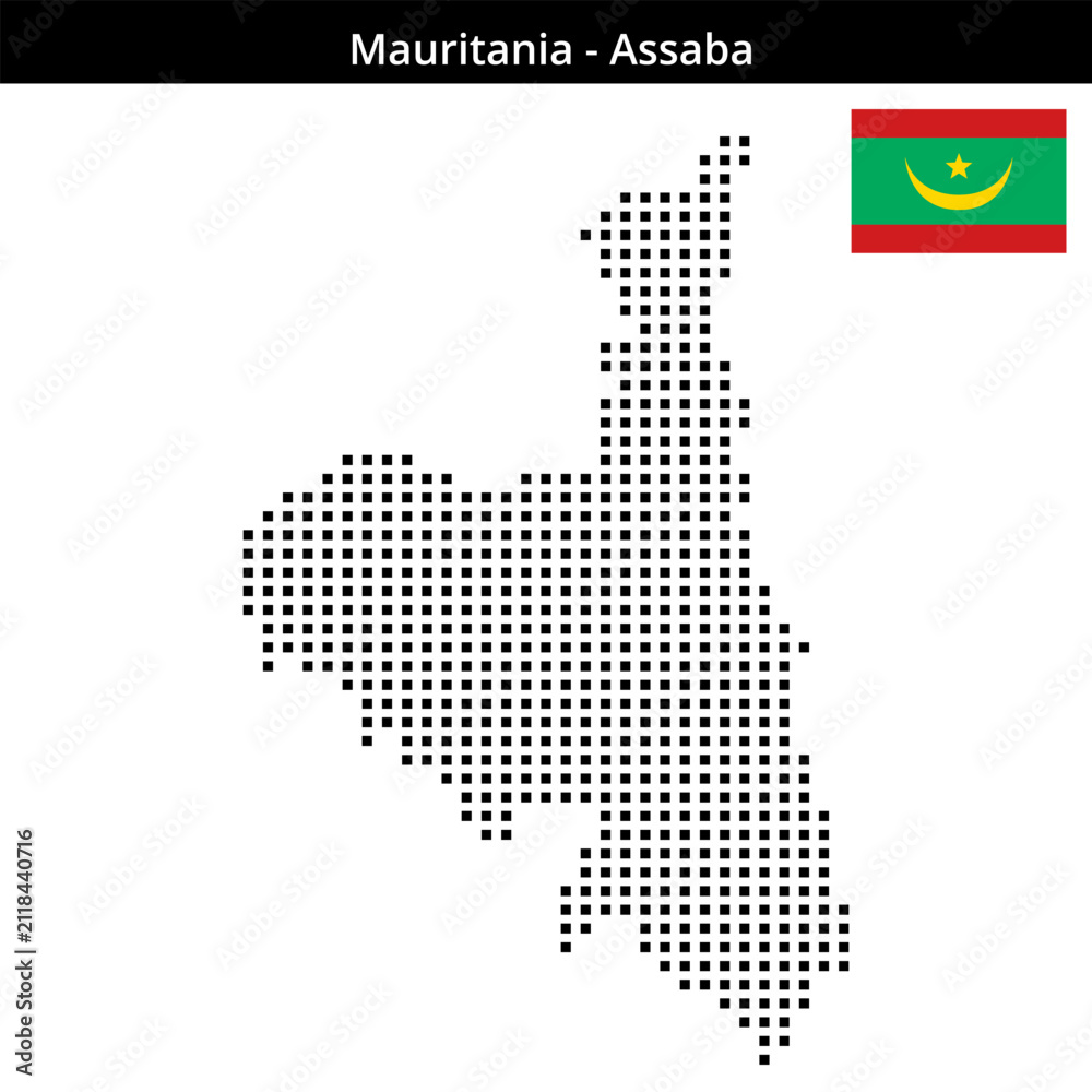 Obraz premium Map of Mauritania region Assaba in medium size square dots