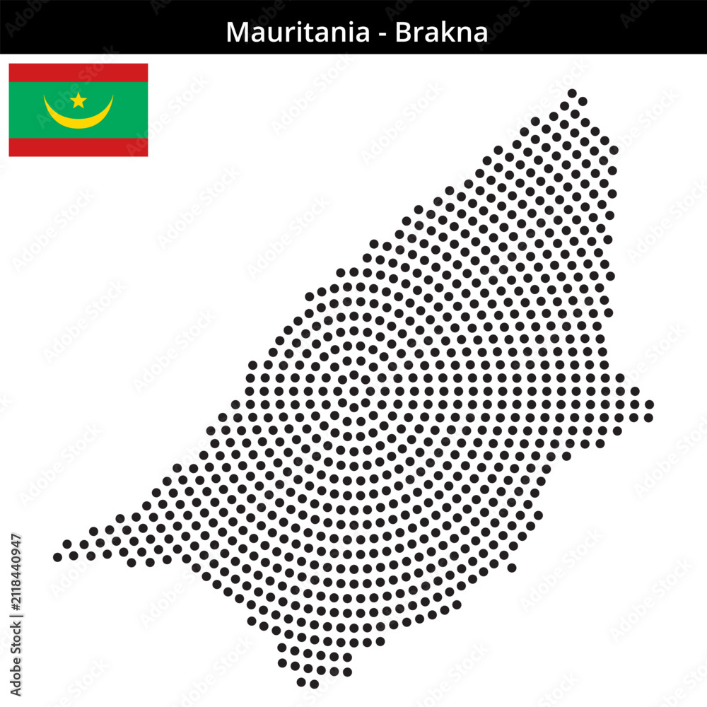 Fototapeta premium Map of Mauritania region Brakna in concentric medium dots