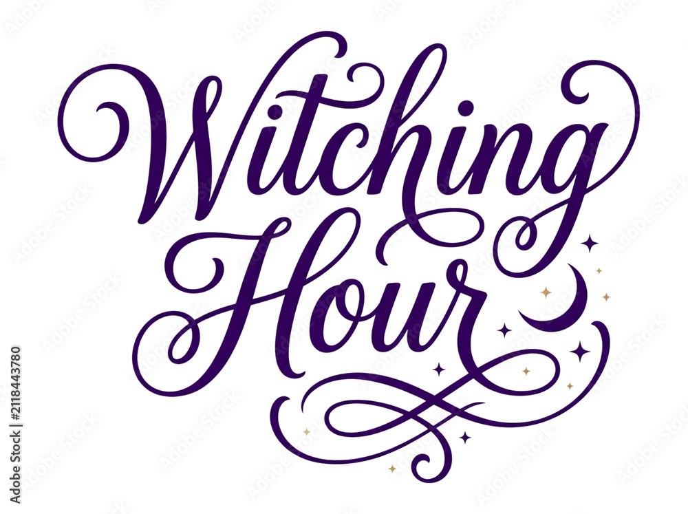 Fototapeta premium Witching Hour calligraphy isolated on transparent background