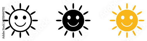 happy sun icon vector symbol