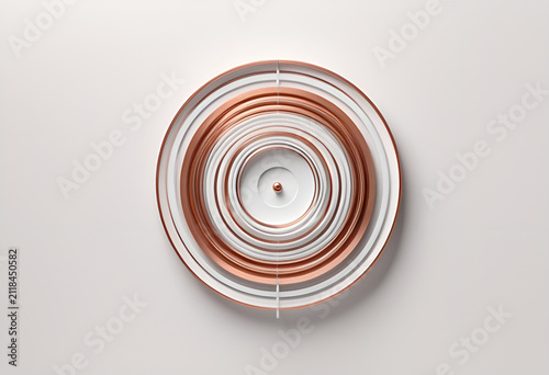 A white and copper wall mounted light fixture, 3D render of an abstract business target concept