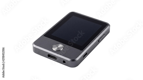 Obraz na płótnie Gray portable digital music player with screen and png isolated on transparent b