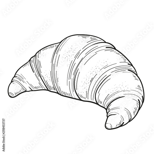 Hand Drawn Croissant Line Art Vector Illustration