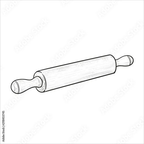 Hand Drawn Rolling Pin Line Art Vector Illustration