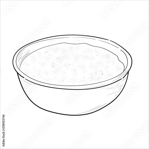Hand Drawn Dough in Bowl Line Art Vector Illustration