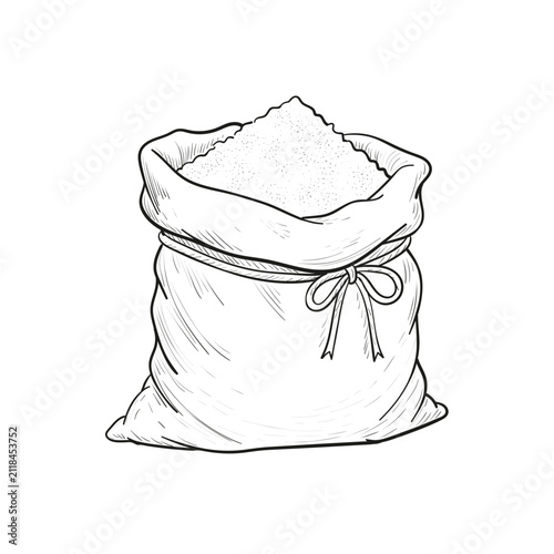 Hand Drawn Flour Bag Line Art Vector Illustration