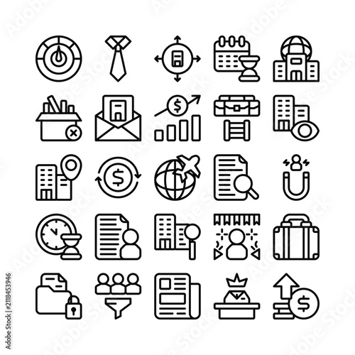 Business Outline Icon Set