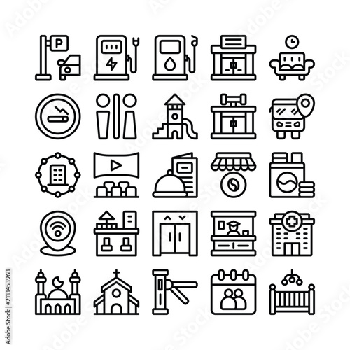Amenities Outline Icon Set